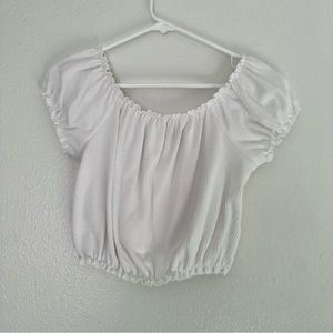 White Scrunched Cropped Top | Size S